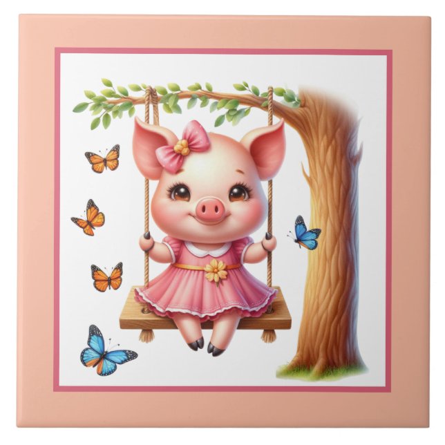 Cute gris älskare Land Kakelplatta (Framsidan)