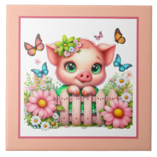 Cute gris älskare Land Kakelplatta
