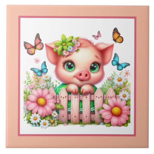 Cute gris älskare Land Kakelplatta (Framsidan)