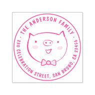 Cute Gris Anpassningsbar Family Namn Round Returad Självfärgande Stämpel