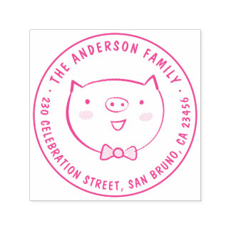 Cute Gris Anpassningsbar Family Namn Round Returad Självfärgande Stämpel