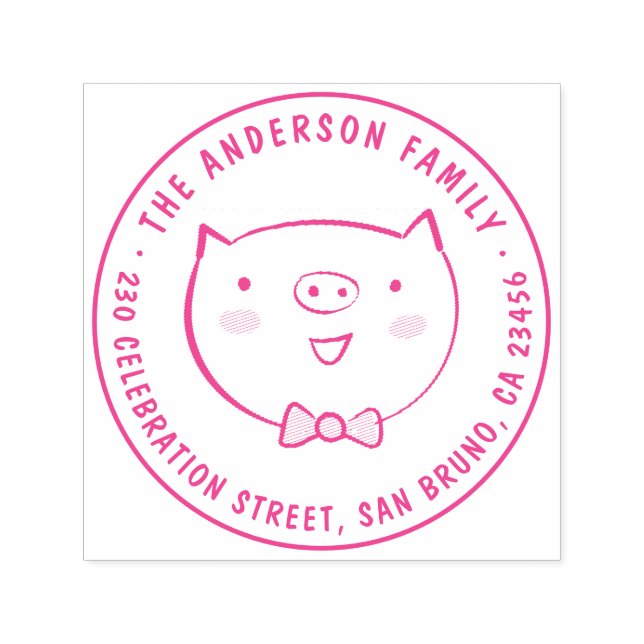 Cute Gris Anpassningsbar Family Namn Round Returad Självfärgande Stämpel (Design)