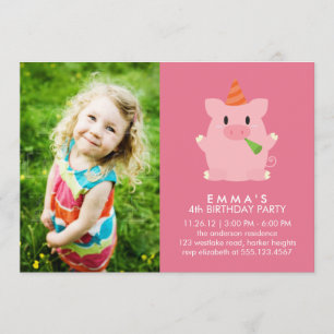 Cute Gris Anpassningsbar Photo Födelsedagsfest Inbjudningar