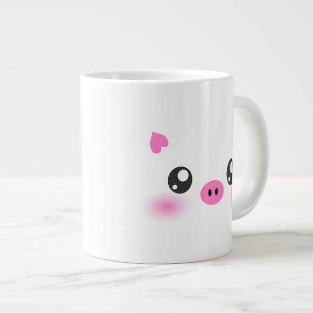 Cute Gris Ansikte - kawaii-minimalism Jumbo Mugg (Framsida höger)