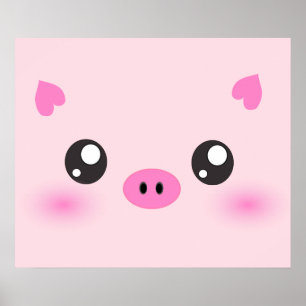 Cute Gris Ansikte - kawaii-minimalism Poster