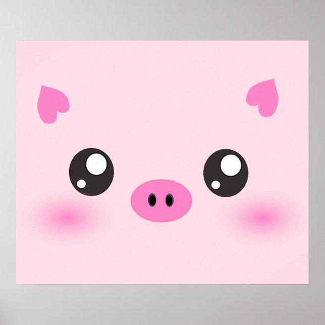 Cute Gris Ansikte - kawaii-minimalism Poster (Framsidan)