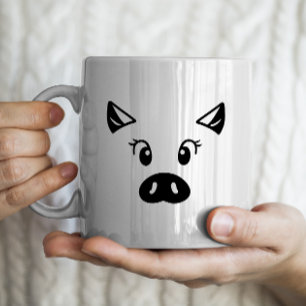Cute gris ansikte lustig gris kaffemugg