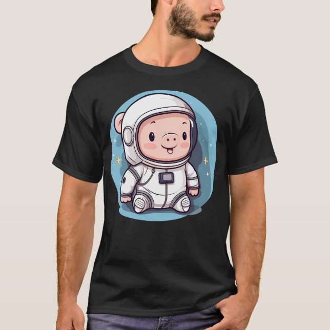 Cute Gris astronaut i rymden T Shirt (Framsida)