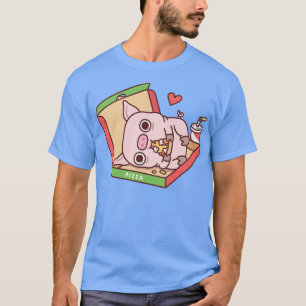 Cute Gris äter pizza i Pizza box lustigt T Shirt
