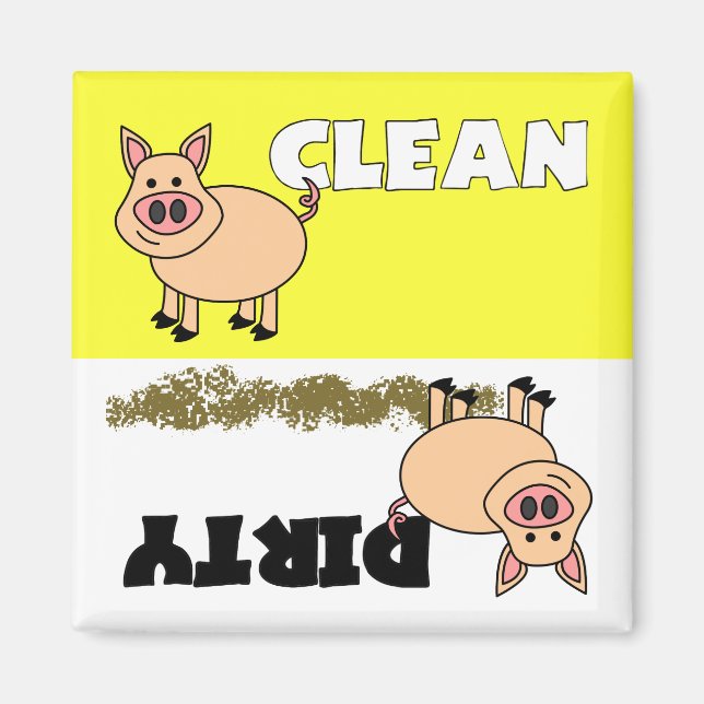 Cute Gris Clean / Dirty Dishwasher Magnet (Framsidan)