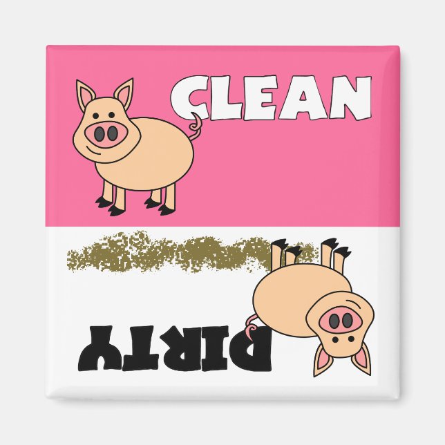 Cute Gris Clean / Dirty Dishwasher Magnet (Framsidan)