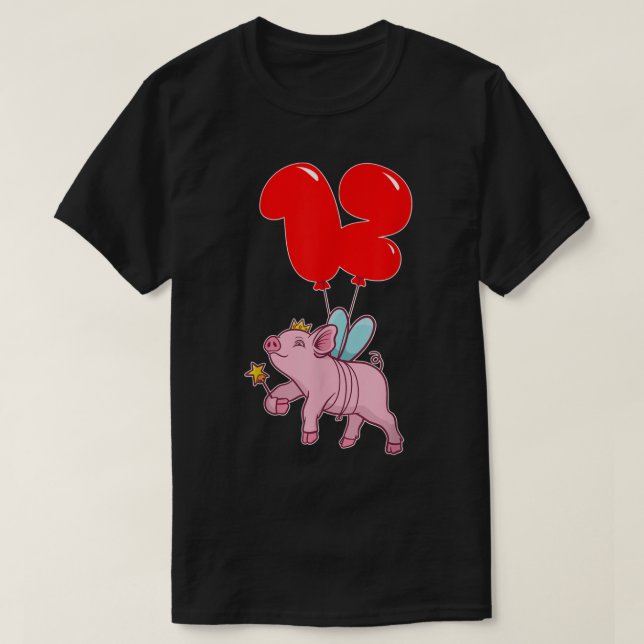 Cute Gris Fairy12:e BirthdayKids Balloon Party T Shirt (Design framsida)