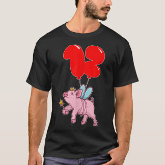 Cute Gris Fairy12:e BirthdayKids Balloon Party T Shirt
