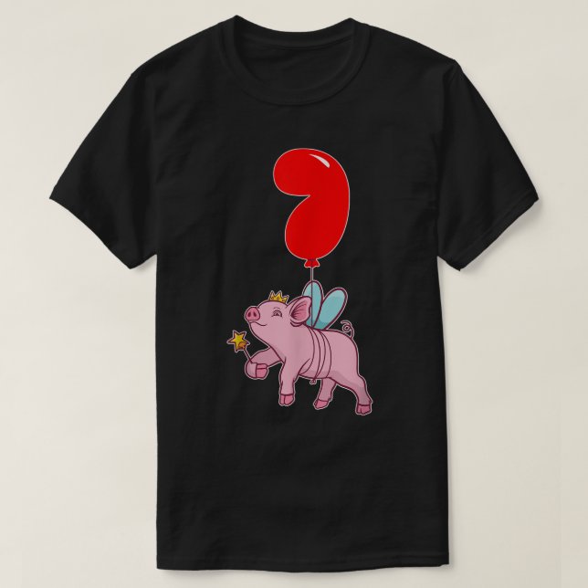 Cute Gris Fairy7:e BirthdayKids Balloon Party T Shirt (Design framsida)
