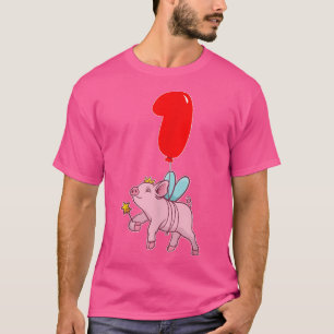 Cute Gris Fairy 1st Birthday Kids Balloon Party T Shirt