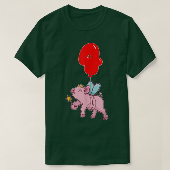 Cute Gris Fairy 4e födelsedagen Kids Balloon Party T Shirt (Design framsida)