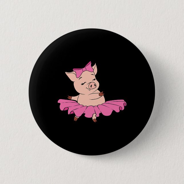 Cute Gris Farming Rosa Dancer Performer Bal Knapp (Framsida)