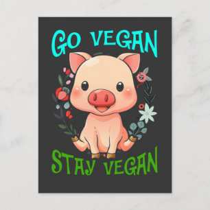 Cute Gris Flower Vegan Animal Högers Vegetarian Vykort