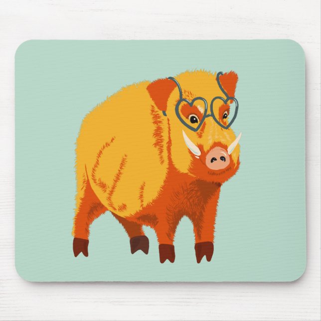 Cute Gris - Geek Boar med glasögon Musmatta (Framsidan)