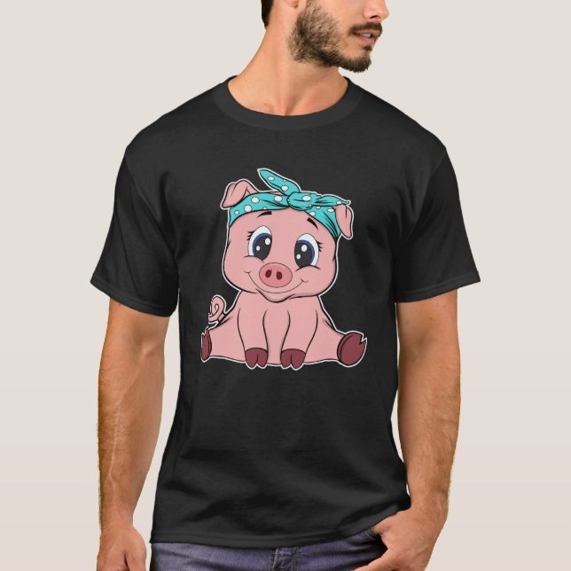 Cute gris headscarf, smågris t shirt (Framsida)