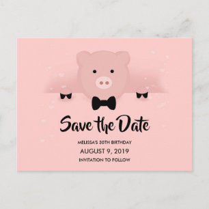 Cute Gris i Bow Tie Party Vykort