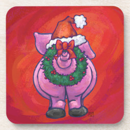 Cute Gris i Santa Hat på Red Underlägg
