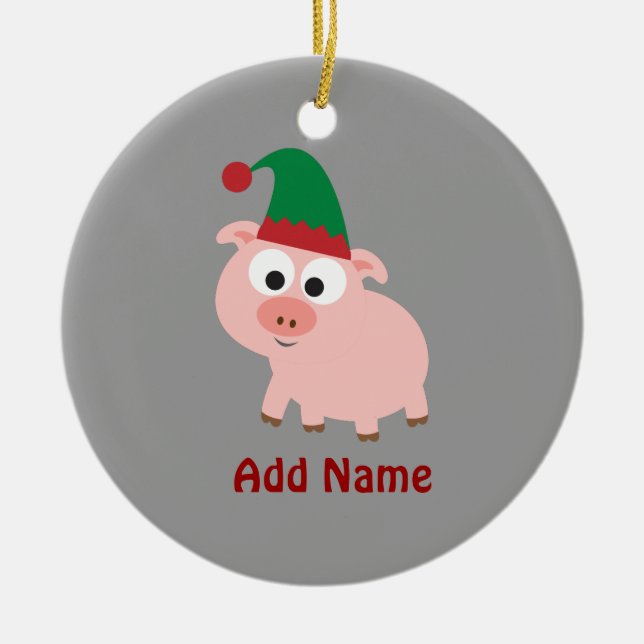 Cute Gris Jul Elf Julgransprydnad Keramik (Framsidan)