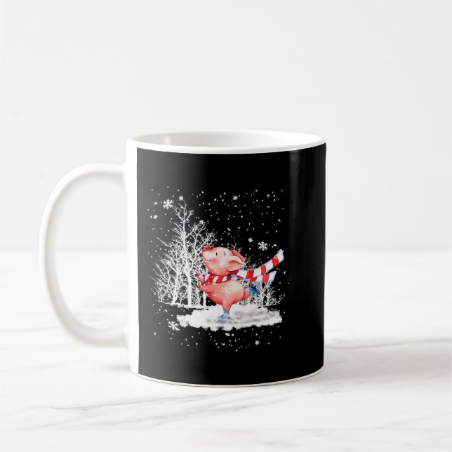 Cute Gris Julgran vid Snö Merry Pigmas Pajam Kaffemugg (Vänster)