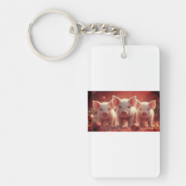 "Cute Gris Keychain - Adsible Farm Animal Charm" Nyckelring (Framsidan)