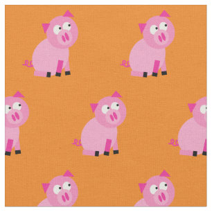 Cute Gris Kid Baby Nursery Farm Piggy Orange Tyg