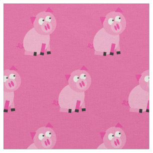 Cute Gris Kid Baby Nursery Farm Piggy Rosa Tyg