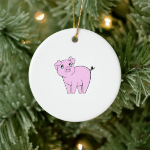 Cute Gris, Little Pig, Piggy, Rosa Gris, Farm Anim Julgransprydnad Keramik