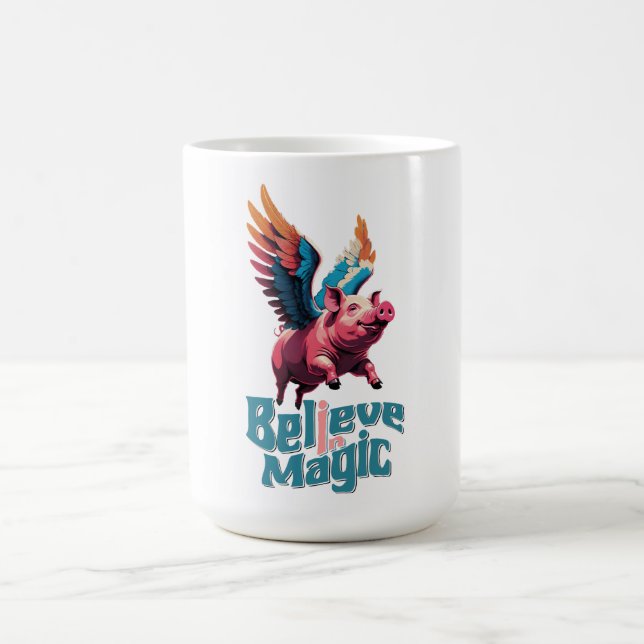 Cute Gris med färglöst vingar | Tro på magiska pro Kaffemugg (Center)