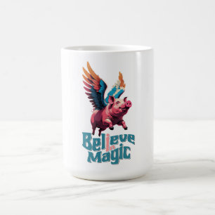 Cute Gris med färglöst vingar Tro på magiska pro Kaffemugg