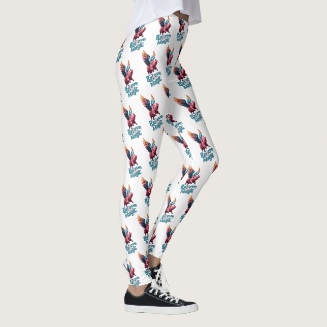 Cute Gris med färglöst vingar | Tro på magiska pro Leggings (Höger)