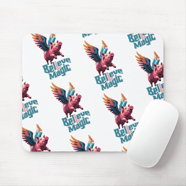 Cute Gris med färglöst vingar | Tro på magiska pro Musmatta (Med mus)