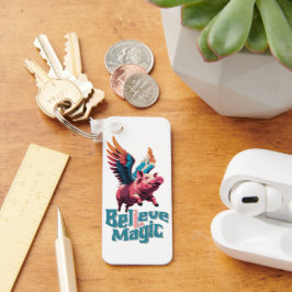 Cute Gris med färglöst vingar | Tro på magiska pro Nyckelring