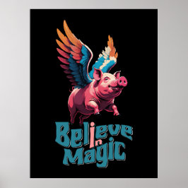 Cute Gris med färglöst vingar | Tro på magiska pro Poster