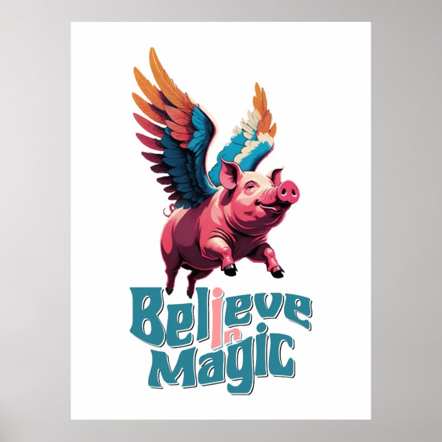 Cute Gris med färglöst vingar | Tro på magiska pro Poster (Framsidan)