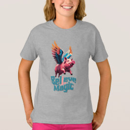 Cute Gris med färglöst vingar | Tro på magiska pro T Shirt