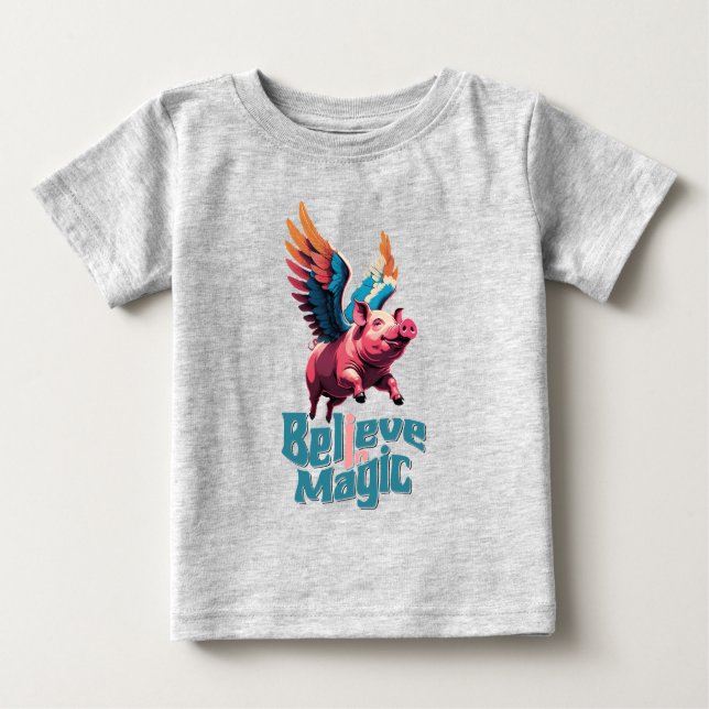 Cute Gris med färglöst vingar | Tro på magiska pro T Shirt (Framsida)