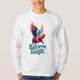 Cute Gris med färglöst vingar   Tro på magiska pro T Shirt