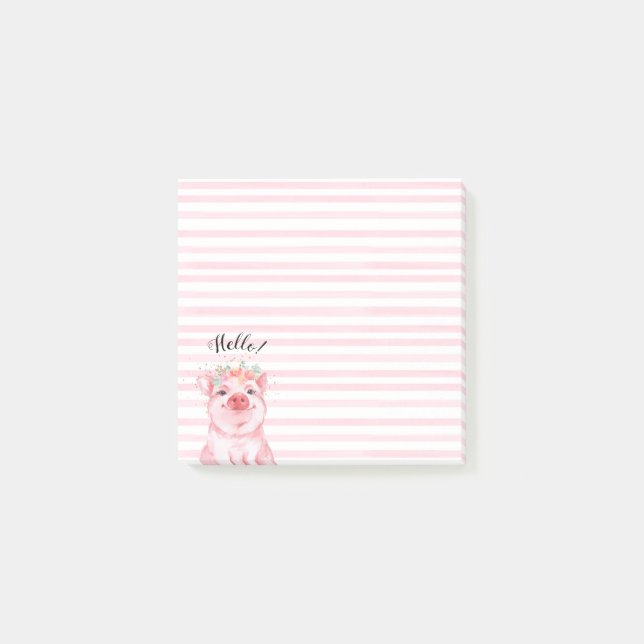 Cute Gris med Rosa Rand Post-it Block (Framsida)