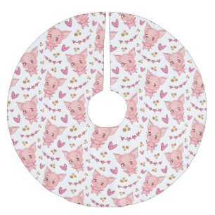 Cute Gris Mönster med hjärn Julgransmatta Borstad Polyester