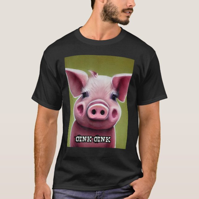 Cute Gris Piggie Oink Oink 17 T Shirt (Framsida)