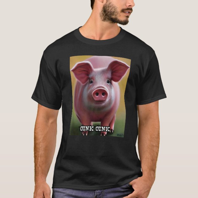 Cute Gris Piggie Oink Oink 18 T Shirt (Framsida)