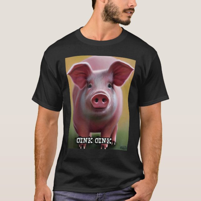 Cute Gris Piggie Oink Oink 19 T Shirt (Framsida)