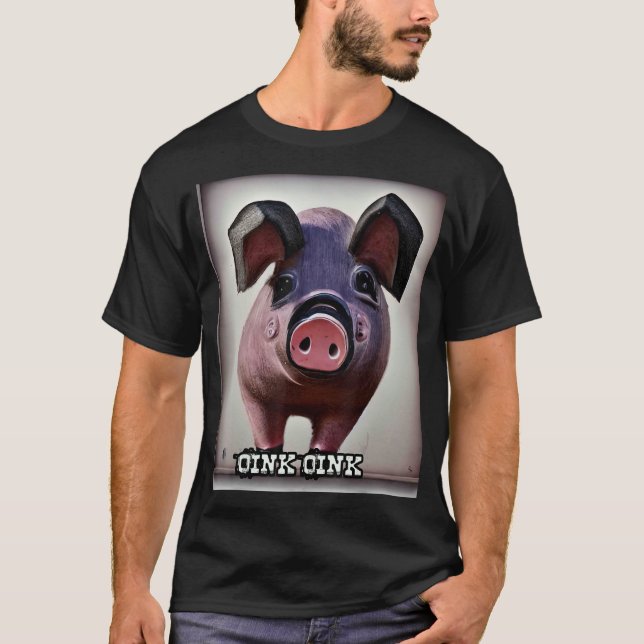 Cute Gris Piggie Oink Oink 21 T Shirt (Framsida)