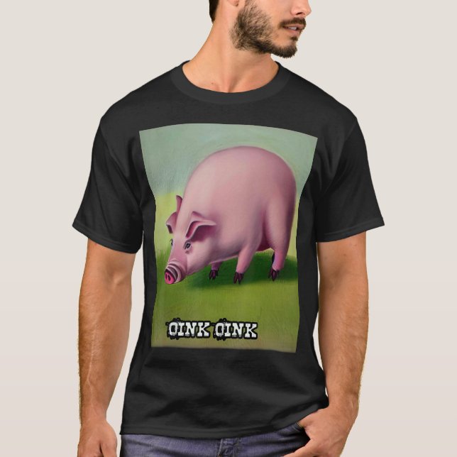 Cute Gris Piggie Oink Oink 25 T Shirt (Framsida)