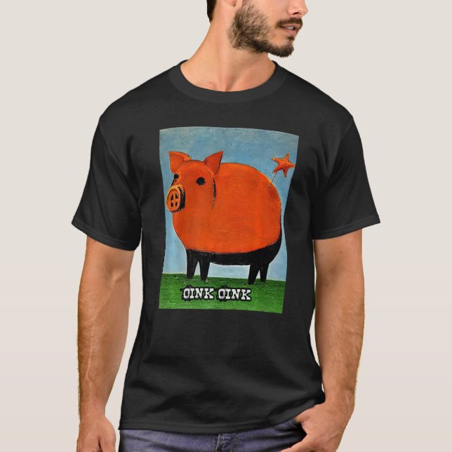 Cute Gris Piggie Oink Oink 29 T Shirt (Framsida)